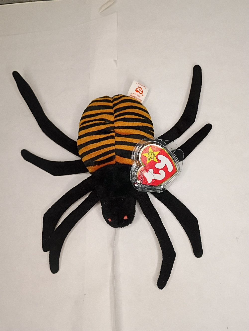 Ty Black and Orange Striped Spider Beanie Plush